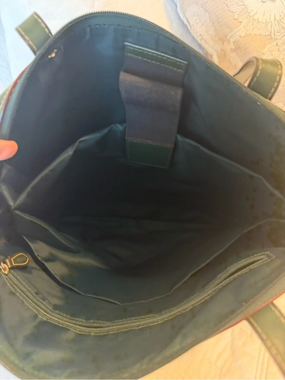 Lodis Audrey Forest Green Leather Laptop Tote with Scarf 14x13